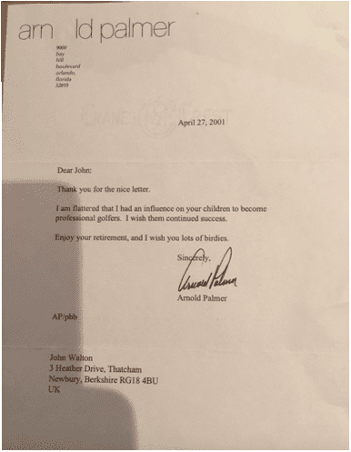 Arnold Palmer Letter | Show Me Your Swing